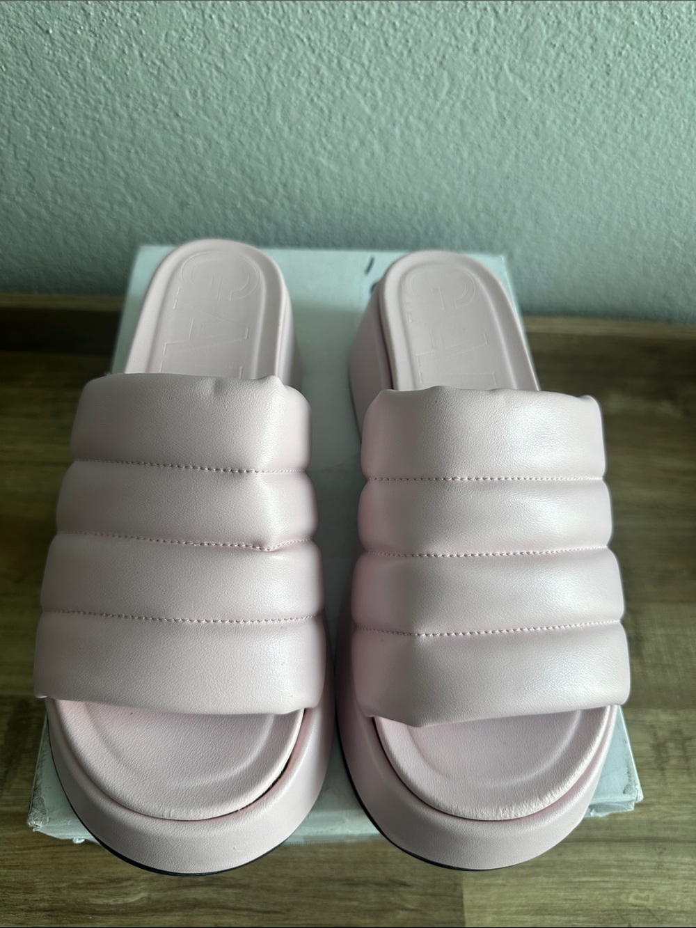 Ganni Light Pink Quilted Padded Slide Mules